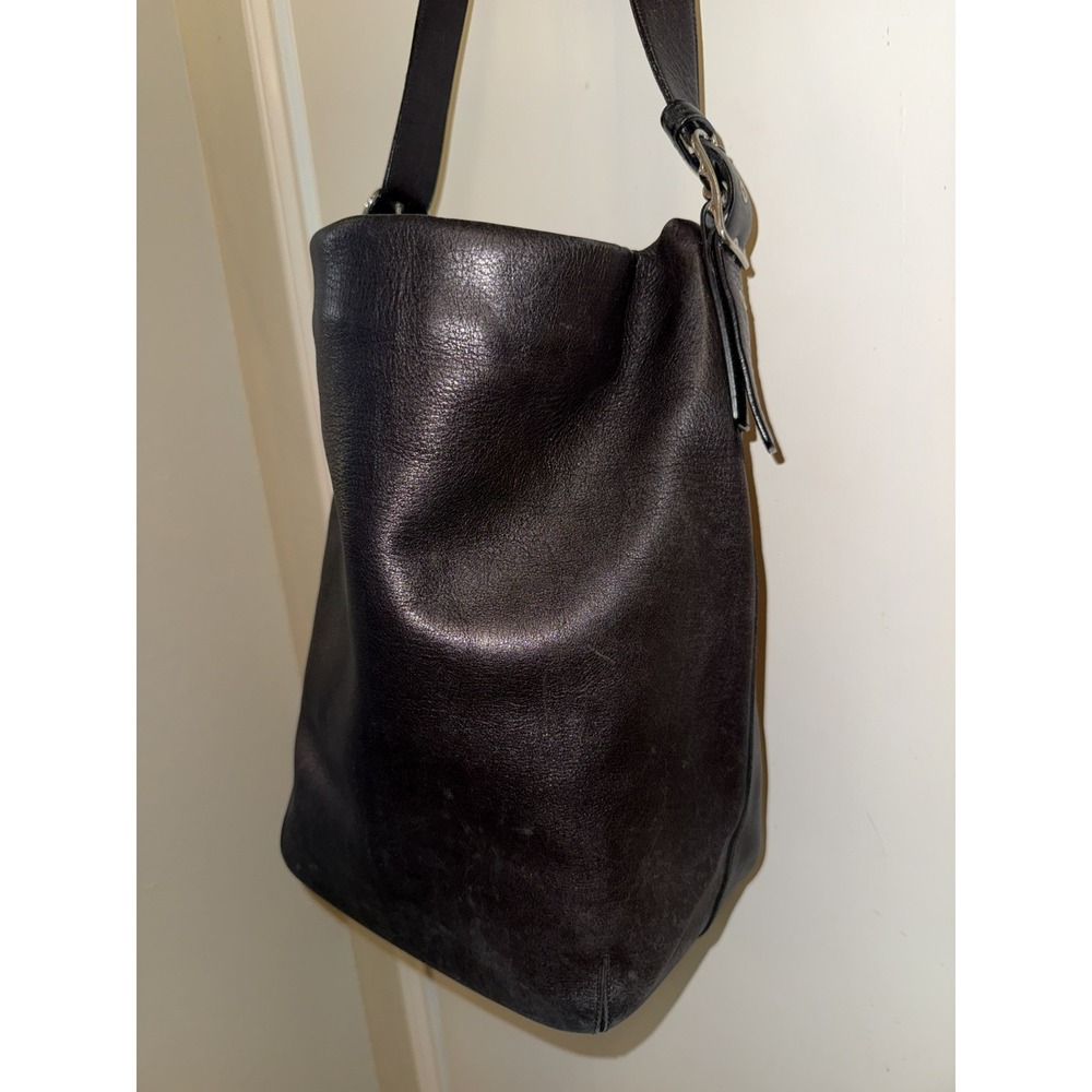 Vintage Coach Duffle Sac 9151 Black Leather, XL Bucket Zipper Top